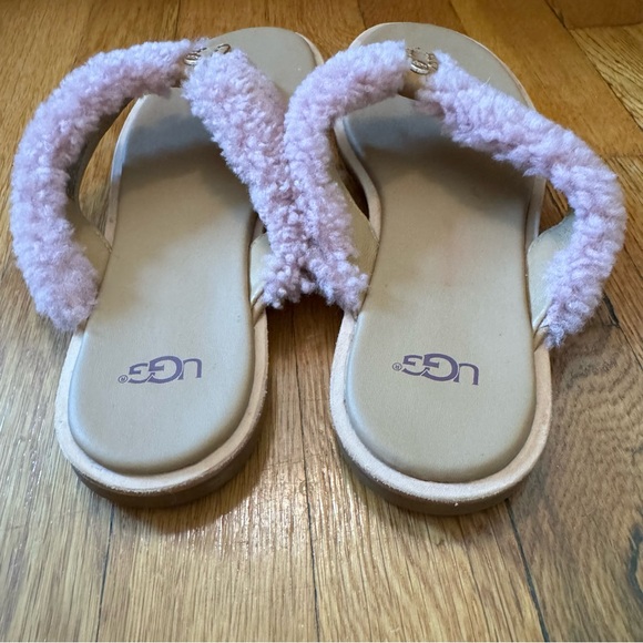 UGG Alicia Pink Dawn Shearling Flip Flops - Picture 5 of 8